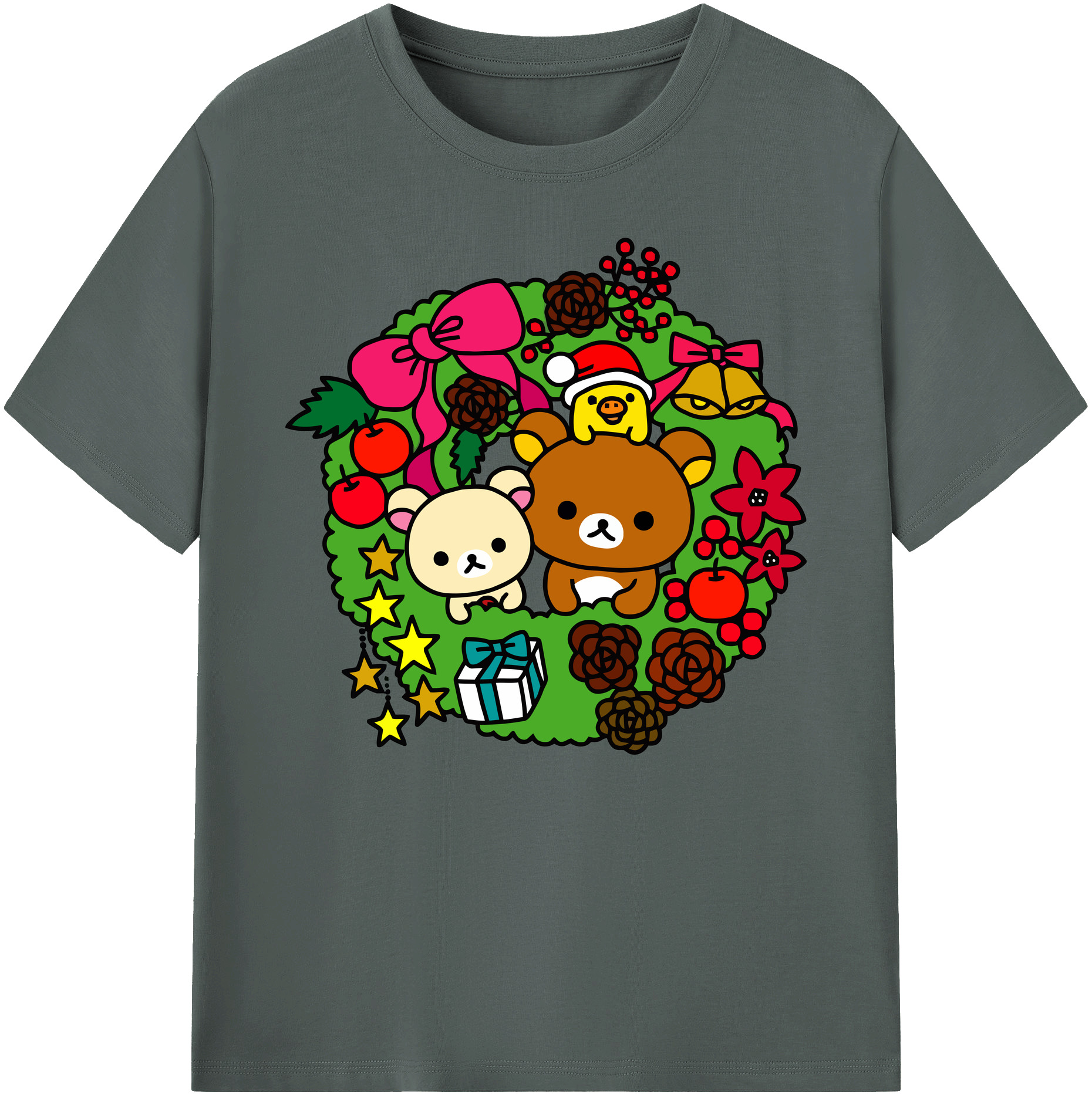 （画像用） リラックマ リラックマ キイロイトリ Rilakkuma Korilakkuma Kiiroitori 綿100％ メンズ半袖Tシャツ｜肌触りやわらか＆通気性